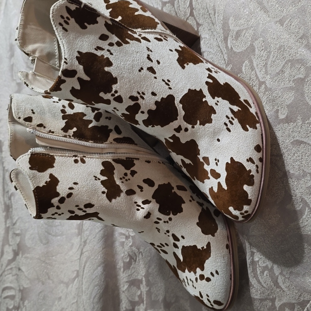 Cow Print Ankle Boots - Picture 3 of 6